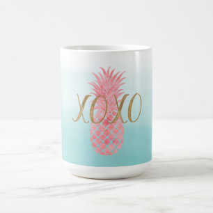 Roze Waterverf tropische ananas Koffiemok