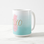 Roze Waterverf tropische ananas Koffiemok (Voorkant rechts)