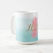 Roze Waterverf tropische ananas Koffiemok (Voorkant links)