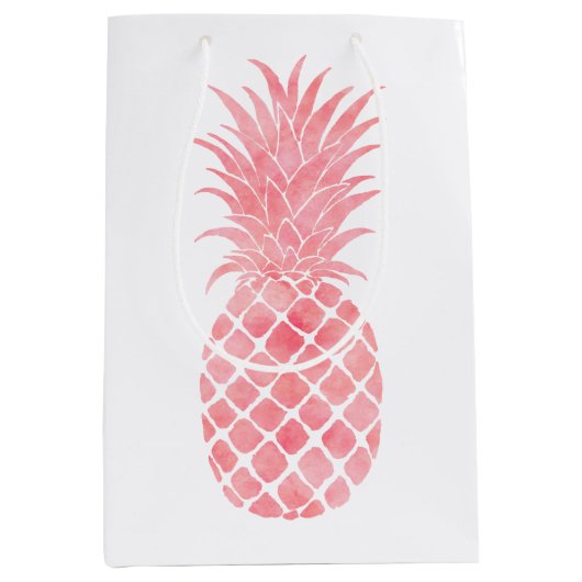 Roze Waterverf tropische ananas Medium Cadeauzakje (Voorkant)