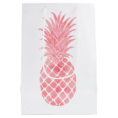 Roze Waterverf tropische ananas Medium Cadeauzakje (Achterkant)