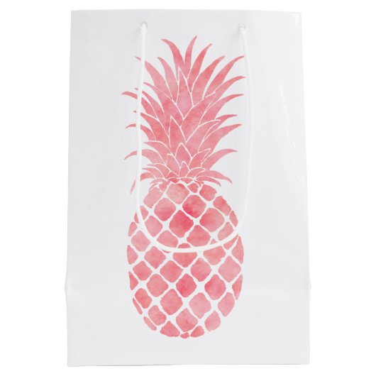 Roze Waterverf tropische ananas Medium Cadeauzakje (Achterkant)