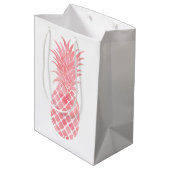 Roze Waterverf tropische ananas Medium Cadeauzakje (Achterkant Gekanteld)