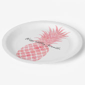 Roze Waterverf Tropische ananas Papieren Bordje (Gekanteld)