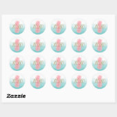 Roze Waterverf tropische ananas Ronde Sticker (Vel)