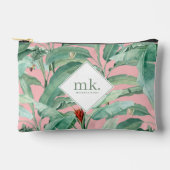 Roze Waterverf tropische bananenbladeren monogram Etui (Voorkant)