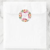 Roze Waterverf Tropische Bloemen Retouradres Ronde Sticker (Tas)