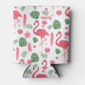 Roze waterverf tropische elegant flamingo floral blikjeskoeler (Voorkant)