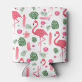 Roze waterverf tropische elegant flamingo floral blikjeskoeler (Achterkant)