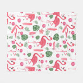 Roze waterverf tropische elegant flamingo floral fleece deken (Voorkant (Horizontaal))