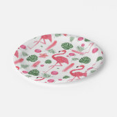 Roze waterverf tropische elegant flamingo floral papieren bordje (Gekanteld)