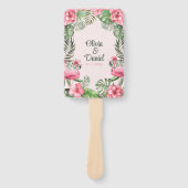 Roze Waterverf Tropische Flamingo Huwelijksprogram Handwaaier (Voorkant)