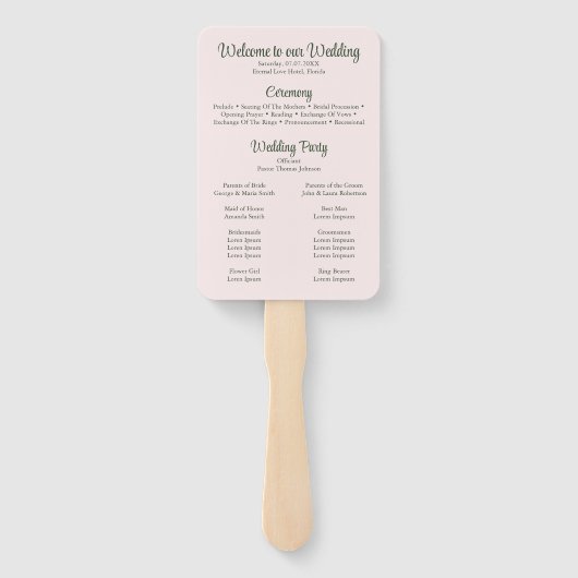 Roze Waterverf Tropische Flamingo Trouwprogramma Handwaaier (Achterkant)