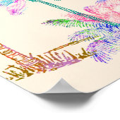 Roze Waterverf Tropische Hawaiiaanse palmbomen Poster (Hoek)