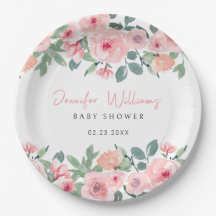 Roze waterverf tuin baby shower papier borden
