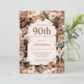 Roze Waterverf Tuin Bloemenboog 90ste Verjaardag Kaart (Staand voorkant)