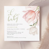  Roze Waterverf Tulp Baby shower Kaart