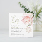  Roze Waterverf Tulp Baby shower Kaart (Staand voorkant)