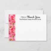 Roze Waterverf Tulp Hartelijk dank voor platte Kaa Bedankkaart (Voorkant)