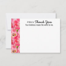 Roze Waterverf Tulp Hartelijk dank voor platte Kaa