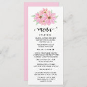 Roze Waterverf Tulpen Bruiloft Menu (Voorkant / Achterkant)