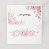 Roze Waterverf Tulpen Bruiloft Plaatskaartje (Buitenkant ongevouwen)