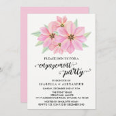 Roze Waterverf Tulpen Engagement Party Uitnodiging (Voorkant / Achterkant)