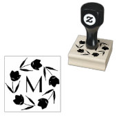 Roze Waterverf Tulpen Framing Initiaal Rubberstempel (Gestempeld)