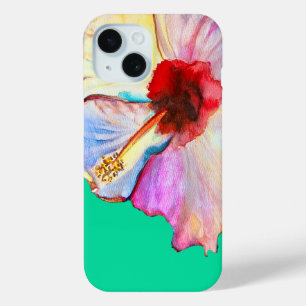 Roze waterverf tulpen kunst iPhone 15 case