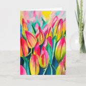 Roze waterverf tulpen kunst kaart (Voorkant)