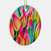 Roze waterverf tulpen kunst keramisch ornament (Rechts)