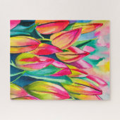 Roze waterverf tulpen kunst legpuzzel (Horizontaal)