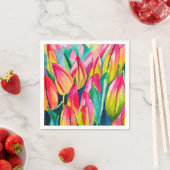 Roze waterverf tulpen kunst servet (Insitu)
