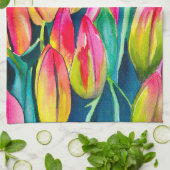 Roze waterverf tulpen kunst theedoek (Gevouwen)