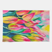Roze waterverf tulpen kunst theedoek (Horizontaal)