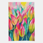 Roze waterverf tulpen kunst theedoek (Verticaal)