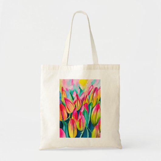 Roze waterverf tulpen kunst tote bag (Voorkant)