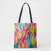 Roze waterverf tulpen kunst tote bag (Voorkant)