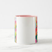 Roze waterverf tulpen kunst tweekleurige koffiemok (Center)