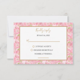 Roze Waterverf Tulpen met een geldige reactiekaart RSVP Kaartje