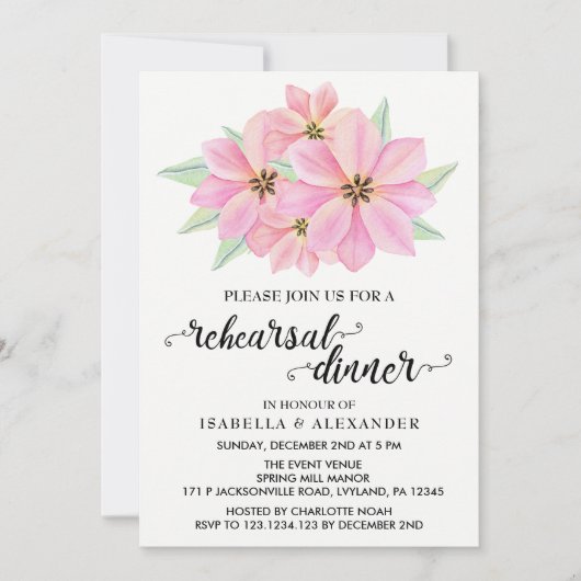 Roze Waterverf Tulpen repetitie Inwendige uitnodig Kaart (Voorkant)