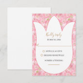 Roze Waterverf Tulps-reactiekaart RSVP Kaartje (Voorkant / Achterkant)