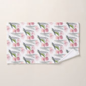 Roze Waterverf Tulps Sage Green Leaves White Bad Handdoek (Handdoek)