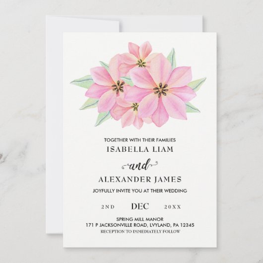 Roze Waterverf Tulps Weddenschap Kaart (Voorkant)