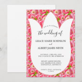 Roze Waterverf Tulps Weddenschap Kaart (Voorkant / Achterkant)