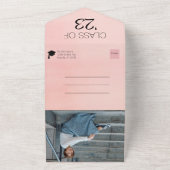 Roze Waterverf Twee Fotogradatiepartij All In One Uitnodiging (Buitenkant)