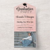 Roze Waterverf Twee Fotogradatiepartij All In One Uitnodiging (Binnen)