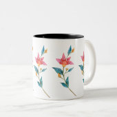 Roze waterverf tweekleurige koffiemok (Voorkant rechts)