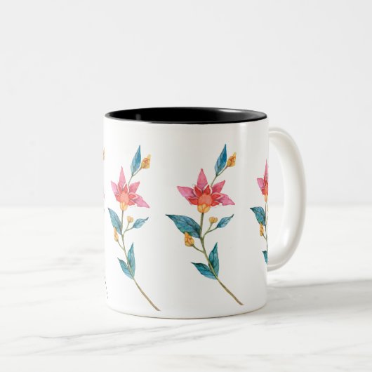 Roze waterverf tweekleurige koffiemok (Voorkant rechts)