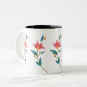 Roze waterverf tweekleurige koffiemok (Voorkant links)